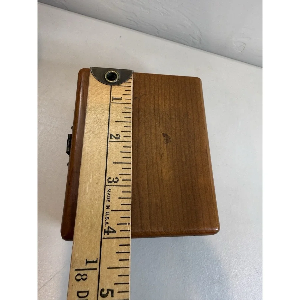 Vintage Wooden Jewelry Box Velvet Lined Tray Ledge Watch Valet Finger Joint Case